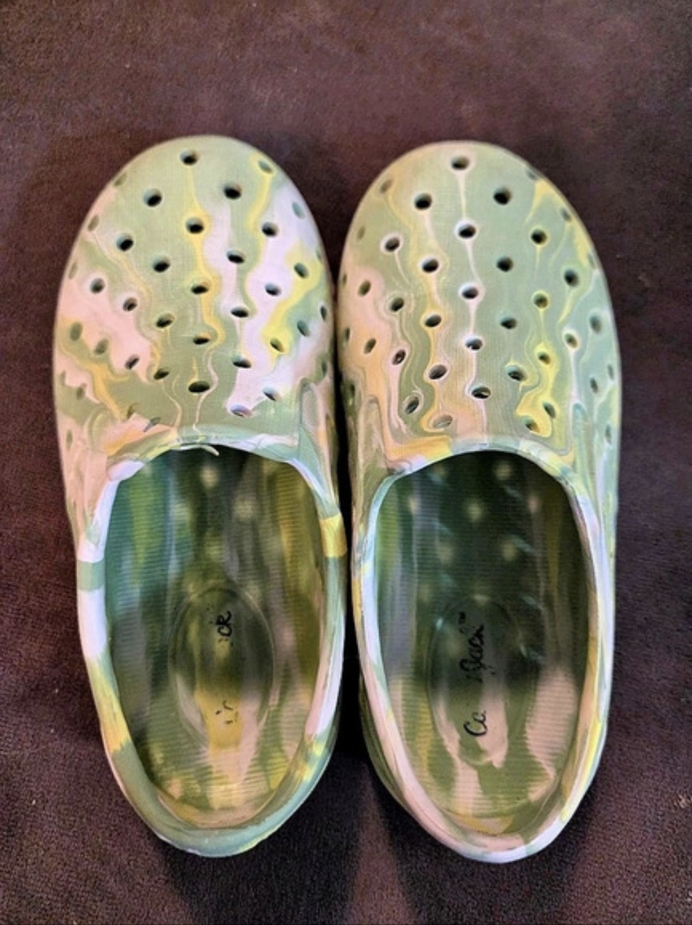 Cat & Jack Iridescent Perforated Clogs in Green & Pink